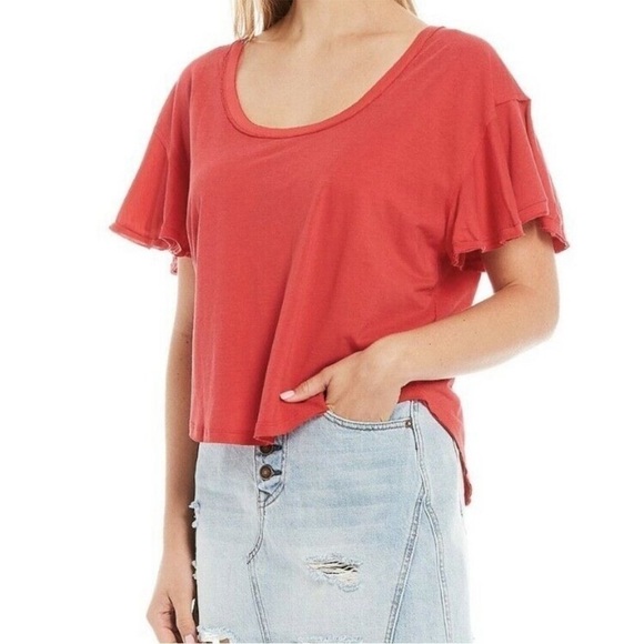 Free People-We The Free-Float on flutter sleeve top - Picture 1 of 5